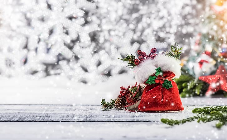 inverno, neve, decorazione, fiocchi di neve, albero, Capodanno, Natale, felice, legno, Buon Natale, Natale, Sfondo HD