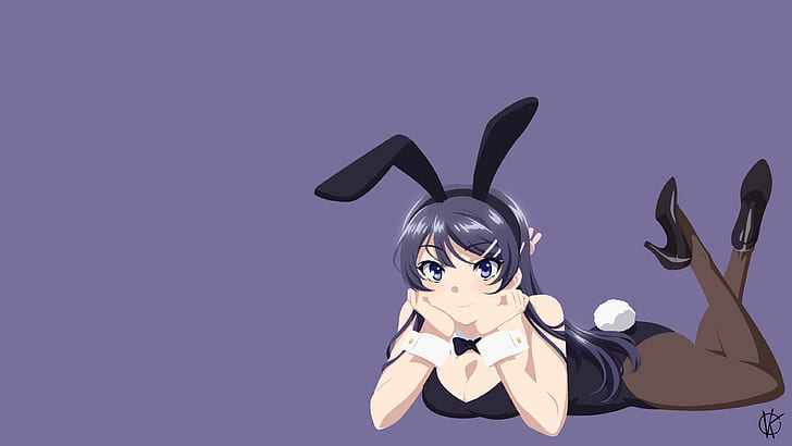 Seishun Buta Yarō wa Bunny Girl-senpai no Yume wo Minai, Sakurajima Mai, уши кролика, костюм зайчика, аниме девушки, HD обои