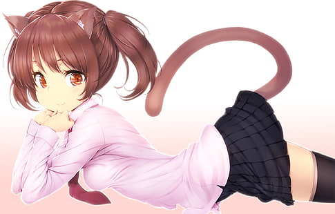 Anime, Anime Girls, Katzenmädchen, originelle Charaktere, Tierohren, Schwanz, HD-Hintergrundbild HD wallpaper