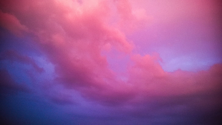 ciel rose et bleu, ciel, nuages, nature, bruit, rose, violet, simple, Fond d'écran HD
