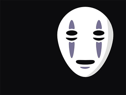 tapeta cyfrowa z biało-fioletową maską, Spirited Away, Spirit, Hayao Miyazaki, minimalizm, Tapety HD HD wallpaper