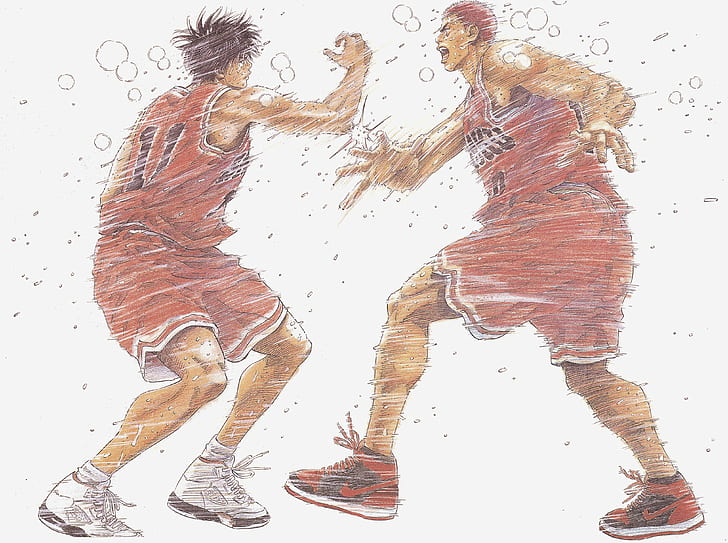 Bola Basket, Rukawa Sara, Sakuragi Hanamichi, Slam Dunk, kumuh dunk, Wallpaper HD