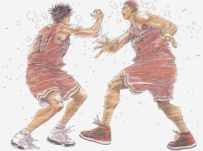 Basketball, Rukawa Sara, Sakuragi Hanamichi, Slam Dunk, slum dunk, HD wallpaper HD wallpaper