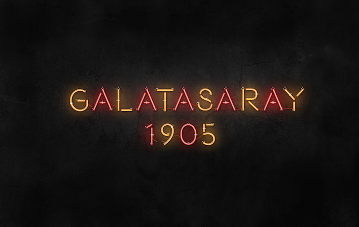 Galatasaray S.K., Turquia, neon, texto em neon, carta, arte digital, Photoshop, HD papel de parede