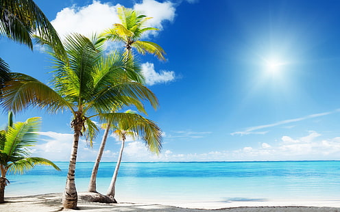 Тропический пляжный рай солнце-Летний пейзаж HD .., HD обои HD wallpaper