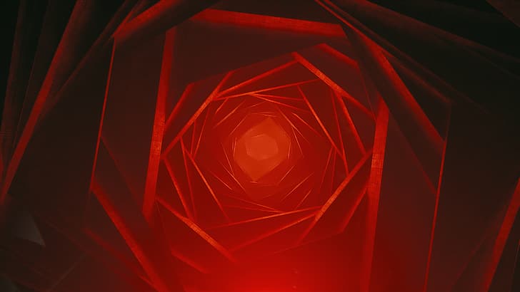 Control, surreal, abstract, physics, colorful, red light, cubic, modern, HD wallpaper