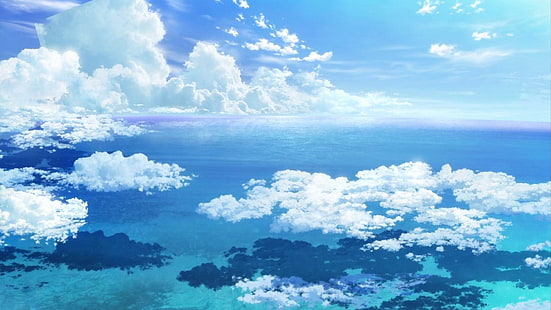 SkyScape, encantador, escena, agradable, hermoso, sombra, escénico, sombra, nube, bonito, dulce, paisaje, anime, belleza, Fondo de pantalla HD HD wallpaper