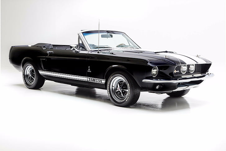 1967, noir, voitures, cabriolet, gué, gt350, mustang, shelby, Fond d'écran HD