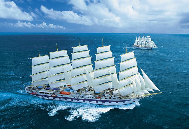 clipper, full-rigged, sailing ship, HD wallpaper