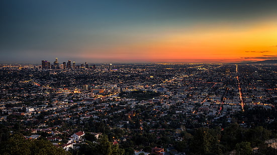 ภาพถ่ายทางอากาศของเส้นขอบฟ้าเมืองลอสแองเจลิส, วอลล์เปเปอร์ HD HD wallpaper