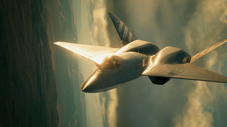 Ace Combat 7, Ace Combat, jet fighter, aircraft, military, military aircraft, sky, sunlight, Northrop YF-23, airplane, HD wallpaper