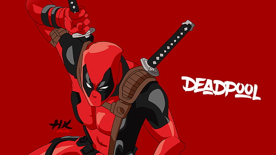 Mínimo, Deadpool, Fan Art, Rojo, Marvel Comics, 4K, Fondo de pantalla HD HD wallpaper