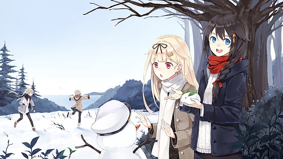 иллюстрация персонажей аниме, коллекция Кантай, Юудачи (KanColle), Шигуре (KanColle), HD обои HD wallpaper