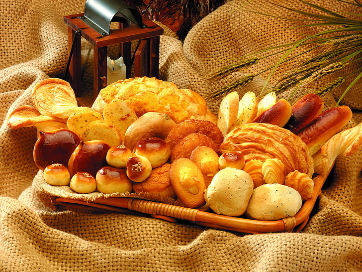 baked breads, bread, pastries, many, HD wallpaper