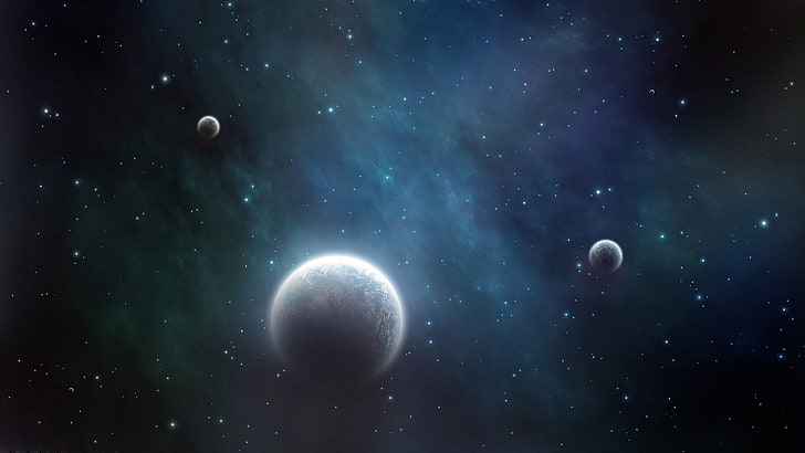 black and gray and black laptop computer, space, planet, stars, galaxy, HD wallpaper