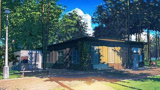 casa pintada de marrón, ArseniXC, verano eterno, Fondo de pantalla HD HD wallpaper