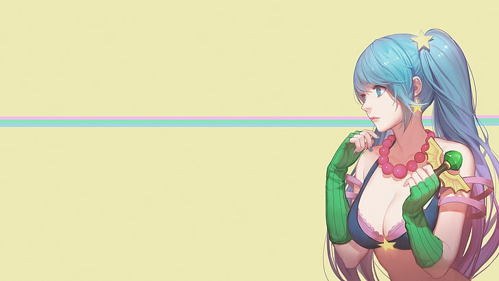 blue haired female animated character illustration, Sona (League of Legends), League of Legends, HD wallpaper