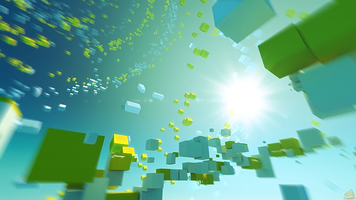 การเล่นเกม Minecraft ศิลปะดิจิตอลนามธรรมงานศิลปะลูกบาศก์เรขาคณิต, วอลล์เปเปอร์ HD