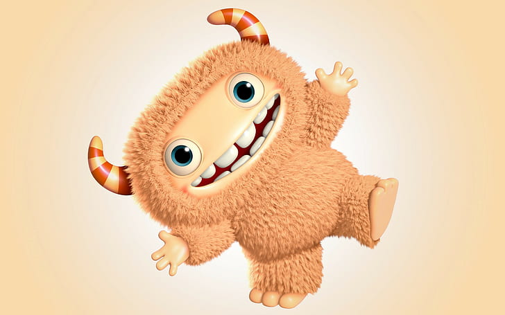 3D Funny cute Monster, 3d, funny, monster, cartoon, cute, HD wallpaper