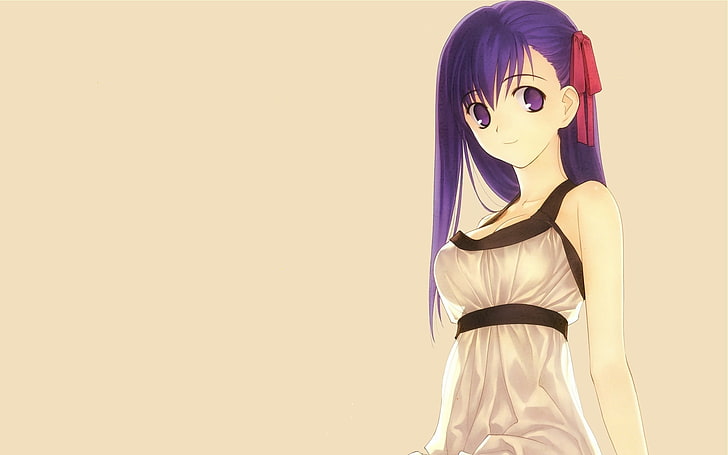 personnage d'anime fille aux cheveux violets, Matou Sakura, Fate / Stay Night, filles anime, série Fate, anime, yeux violets, cheveux violets, Fond d'écran HD