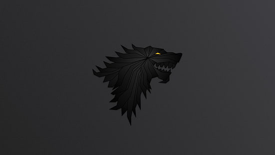 иллюстрация черного дракона, игра престолов, волк, логотип, HD обои HD wallpaper
