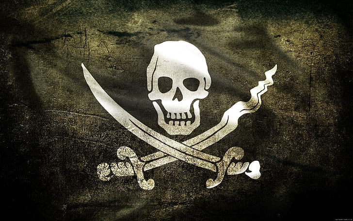 Jolly roger pirate flag, black skull and sword pirate flag, pirate, flag, dark, diverse, HD wallpaper