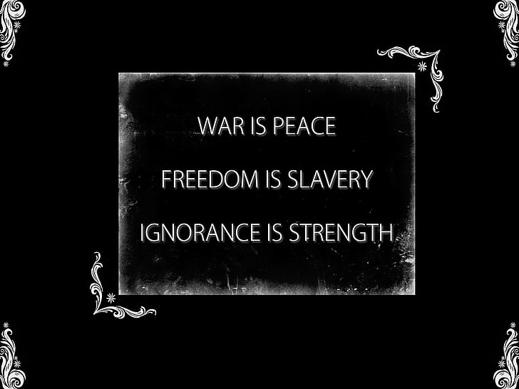 black background with text overlay, George Orwell, 1984, HD wallpaper