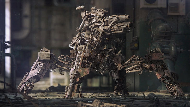 วอลล์เปเปอร์ดิจิตอลหุ่นยนต์ Droid โลหะสีเทา, ศิลปะดิจิตอล, ปืนใหญ่, ทหาร, Mech, งานศิลปะ, อาวุธ, แนวคิดศิลปะ, หุ่นยนต์, เครื่อง, วอลล์เปเปอร์ HD