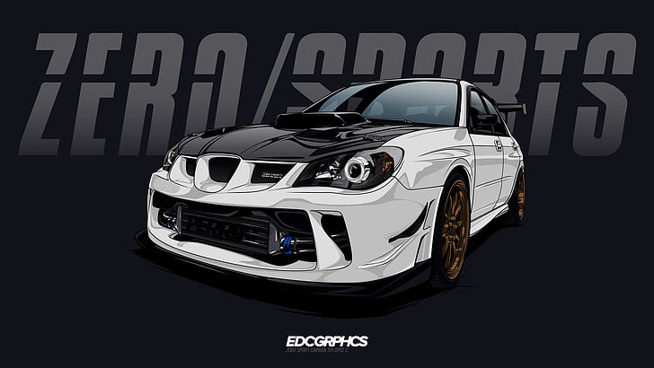 EDC Graphics, render, Subaru Impreza WRX STi, Subaru, mobil Jepang, JDM, Wallpaper HD