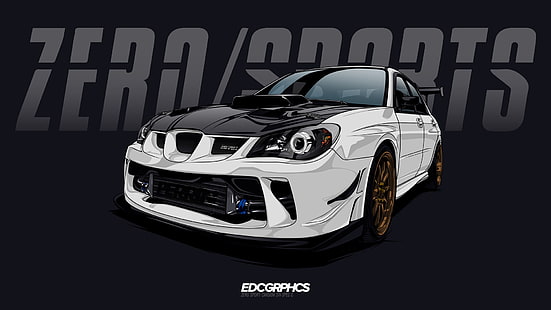 Grafica EDC, rendering, Subaru Impreza WRX STi, Subaru, macchine giapponesi, JDM, Sfondo HD HD wallpaper