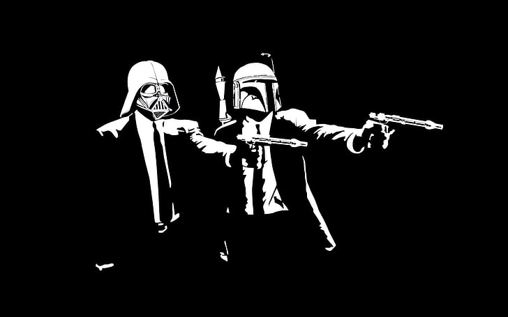 hitam dan putih, darth vader, senjata, starwars, stormtrooper, Wallpaper HD