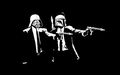 black and white, darth vader, guns, starwars, stormtrooper, HD wallpaper HD wallpaper