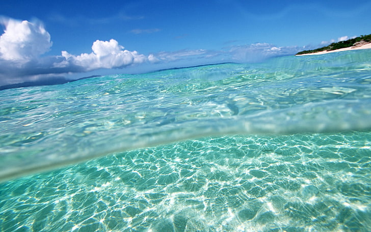 Klares azurblaues Meerwasser, grünes, ruhiges Wasser, Sonstiges, HD-Hintergrundbild