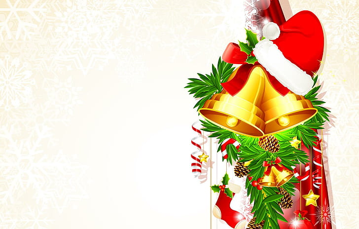 Julklockor, nytt år, dekorationer, härlig, boll, julbollar, helgdagar, god jul, gott nytt år, HD tapet