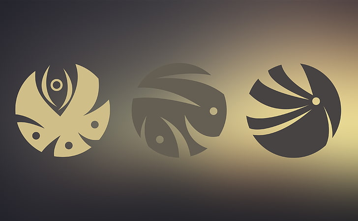 бежевый, серый и черный логотип, вектор, круг, аннотация, минимализм, HD обои