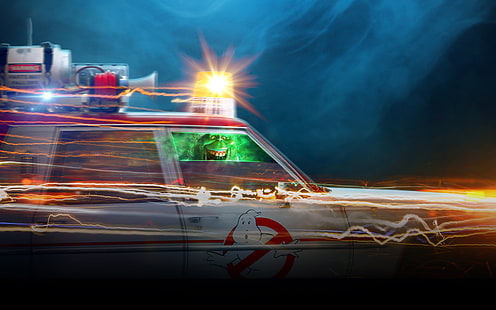Ghostbusters-Auto, digitale Tapete des Fahrzeugs Ecto 1, Filme, Hollywood-Filme, Hollywood, 2016, HD-Hintergrundbild HD wallpaper