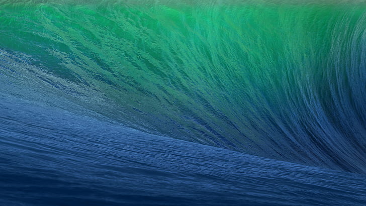 ทะเล, ฟ้า, เขียว, Apple, wave, CA, Mac, California, Mavericks, OS X, 2013, WWDC, 10.9, OS X 10.9 Mavericks, 5120x2880, วอลล์เปเปอร์ HD