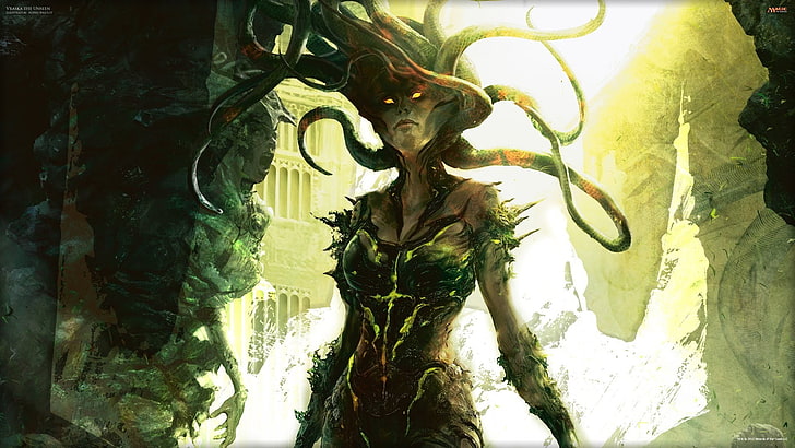 Medusa, mitologia, Vraska, o Invisível, Magic: The Gathering, arte de fantasia, HD papel de parede