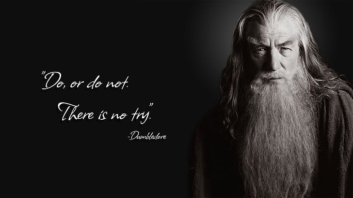 do, or do not. there is no try text illustration, Gandalf, parody, Harry Potter, humor, quote, Yoda, Ian McKellen, HD wallpaper