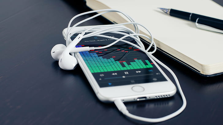 tecnologia smartphone fones de ouvido música áudio espectro hip hop, HD papel de parede