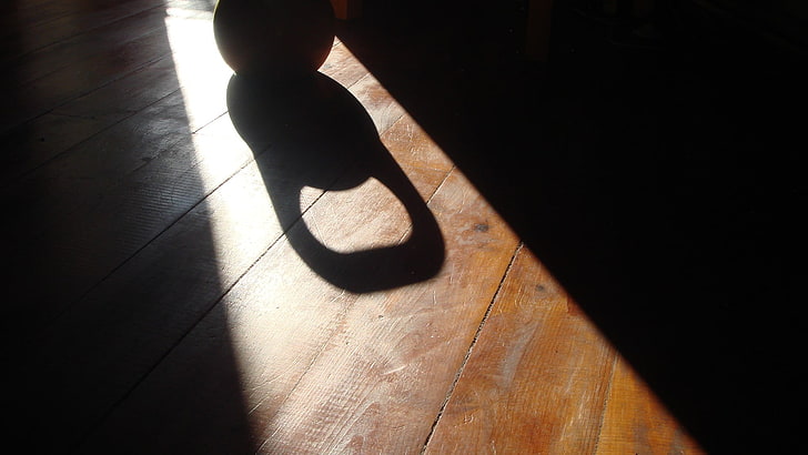 brązowa drewniana podłoga, fotografia, kettlebells, Tapety HD