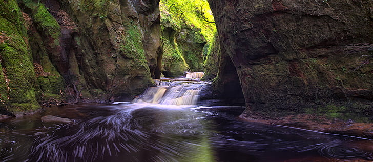 тяло на вода снимка, дефиле, тяло на вода, снимка, Шотландия, водопад, дяволският амвон, природа, река, поток, гора, скала - обект, вода, дърво, живопис, пейзаж, красота В природата, свежест, на открито, HD тапет