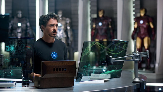 Robert Downey Jr, Iron Man 2, Tony Stark, Robert Downey Jr, Iron Man, Wallpaper HD HD wallpaper
