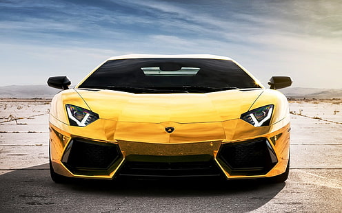 mobil Lamborghini kuning, Lamborghini, Lamborghini Aventador, Wallpaper HD HD wallpaper