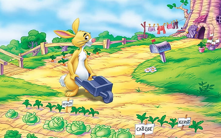 Winnie The Pooh Rabbit Garden Ряпа Зеле Моркови Тапети за десктоп Hd 1920 × 1200, HD тапет