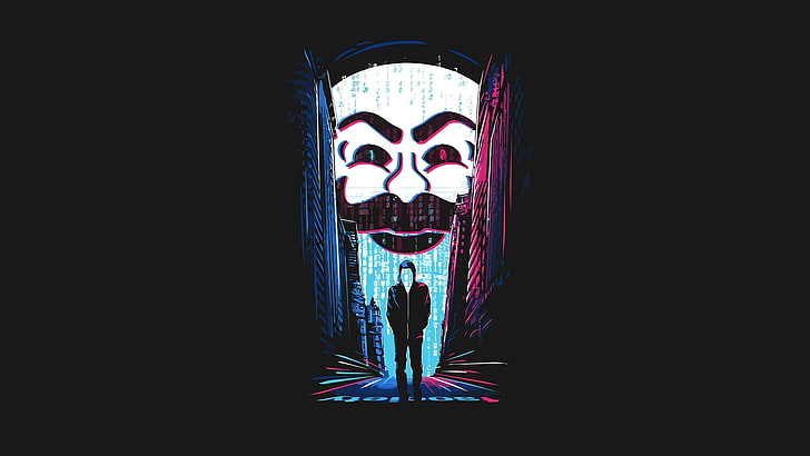 Wallpaper topeng Guy Fawkes, Tn. Robot, Anonim, seni kipas, karya seni, Wallpaper HD