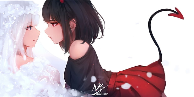 Anime, Original, Engel, Dämon, Mädchen, HD-Hintergrundbild HD wallpaper