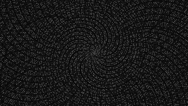 alfombra de área negra y gris, monocromo, patrón, puntos, proporción dorada, Fondo de pantalla HD