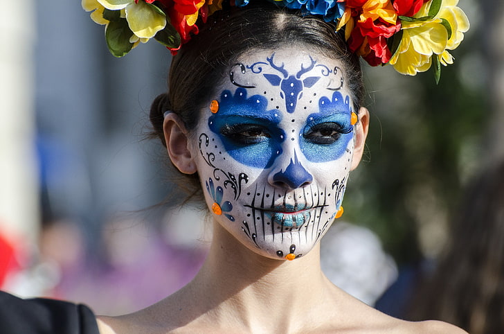 face, style, paint, day of the dead, HD wallpaper