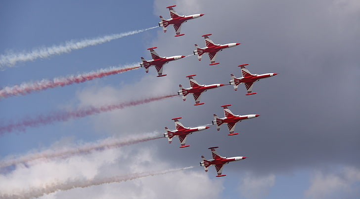 Türkische Luftwaffe, türkische Streitkräfte, türkische Stars, Fliegen, Militärflugzeuge, Flugzeuge, Fahrzeug, HD-Hintergrundbild